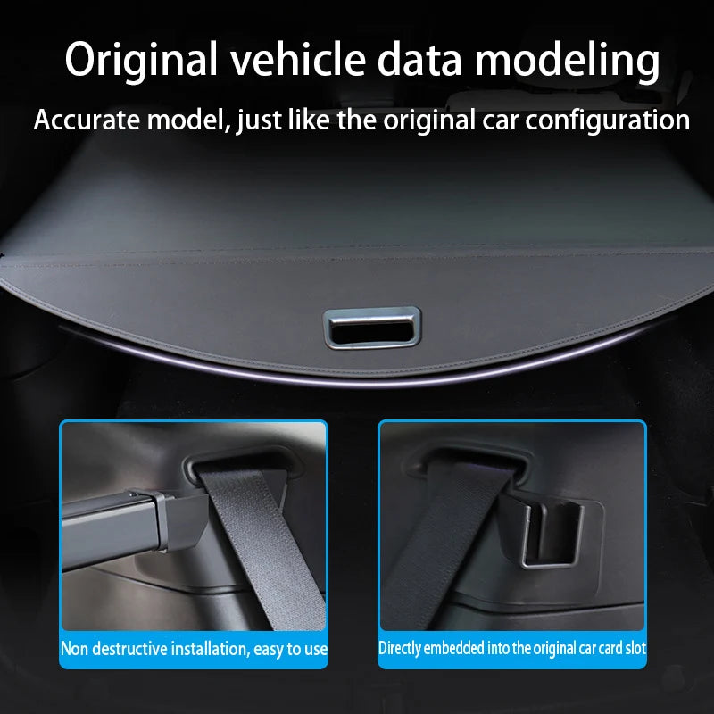 Trunk Cargo Cover Curtain for Tesla Model Y 2021-2024