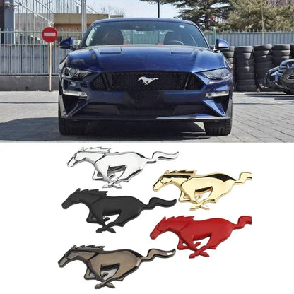 TESLA 20x7.5CM for Mustang 2.3T Shelby V6 V8 GT350 GT500 GT 2015-2017 Car Front Grill Emblem Badge Rear Sticker Running Horse
