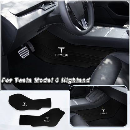 Premium Napa Leather Console Side Protection Pads for Tesla Model Y/3 M3 Highland Black