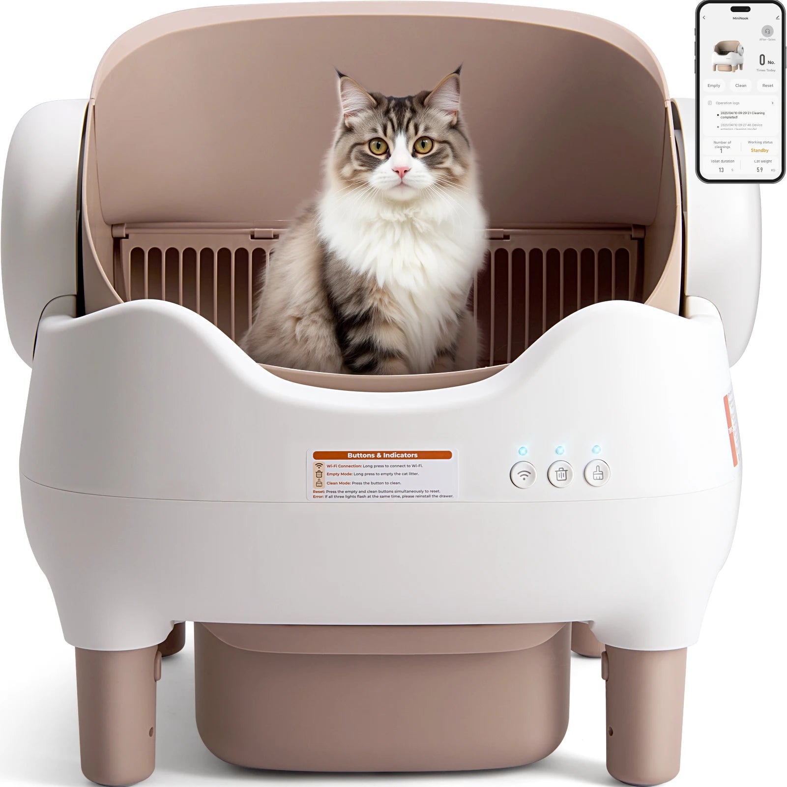 EV Car Travel Cat Litter Box, Self Cleaning Automatic Box with App