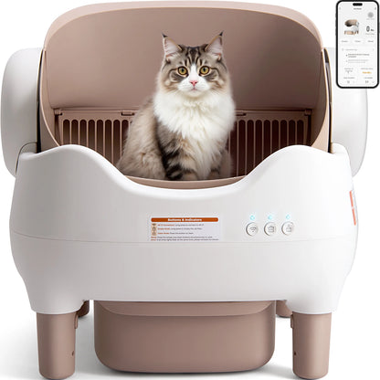 EV Car Travel Cat Litter Box, Self Cleaning Automatic Box with App