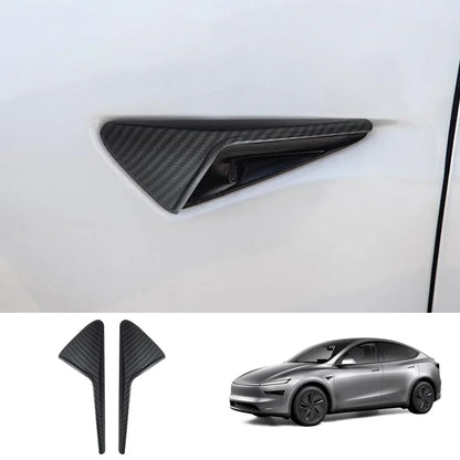 Side Camera Protective Cover for Tesla Model Y Juniper 2025+ / Model 3 Highland 2024+ Model Y Juniper 2025+ Matte Carbon Fiber Style 2-Piece Set