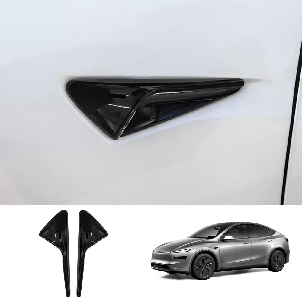 Side Camera Protective Cover for Tesla Model Y Juniper 2025+ / Model 3 Highland 2024+ Model Y Juniper 2025+ Glossy Black 2-Piece Set