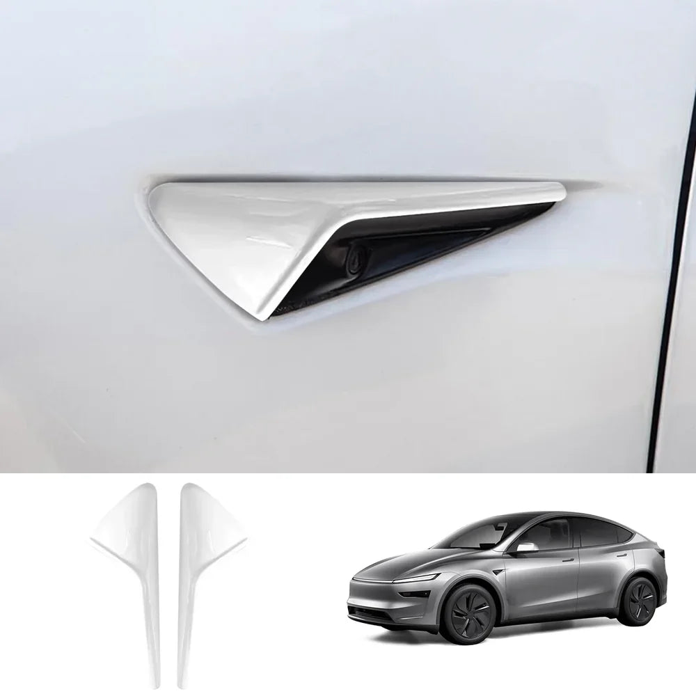 Side Camera Protective Cover for Tesla Model Y Juniper 2025+ / Model 3 Highland 2024+ Model Y Juniper 2025+ Glossy White 2-Piece Set