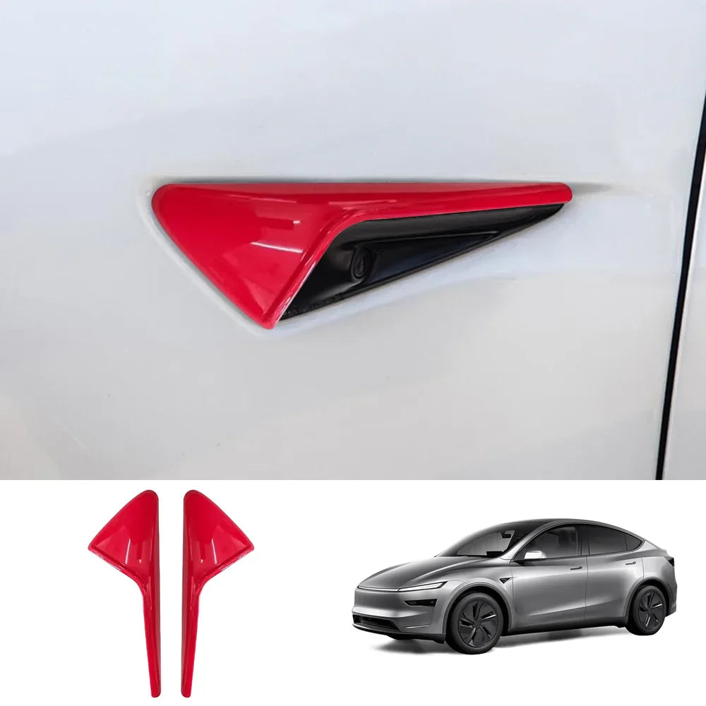 Side Camera Protective Cover for Tesla Model Y Juniper 2025+ / Model 3 Highland 2024+ Model Y Juniper 2025+ Glossy Red 2-Piece Set