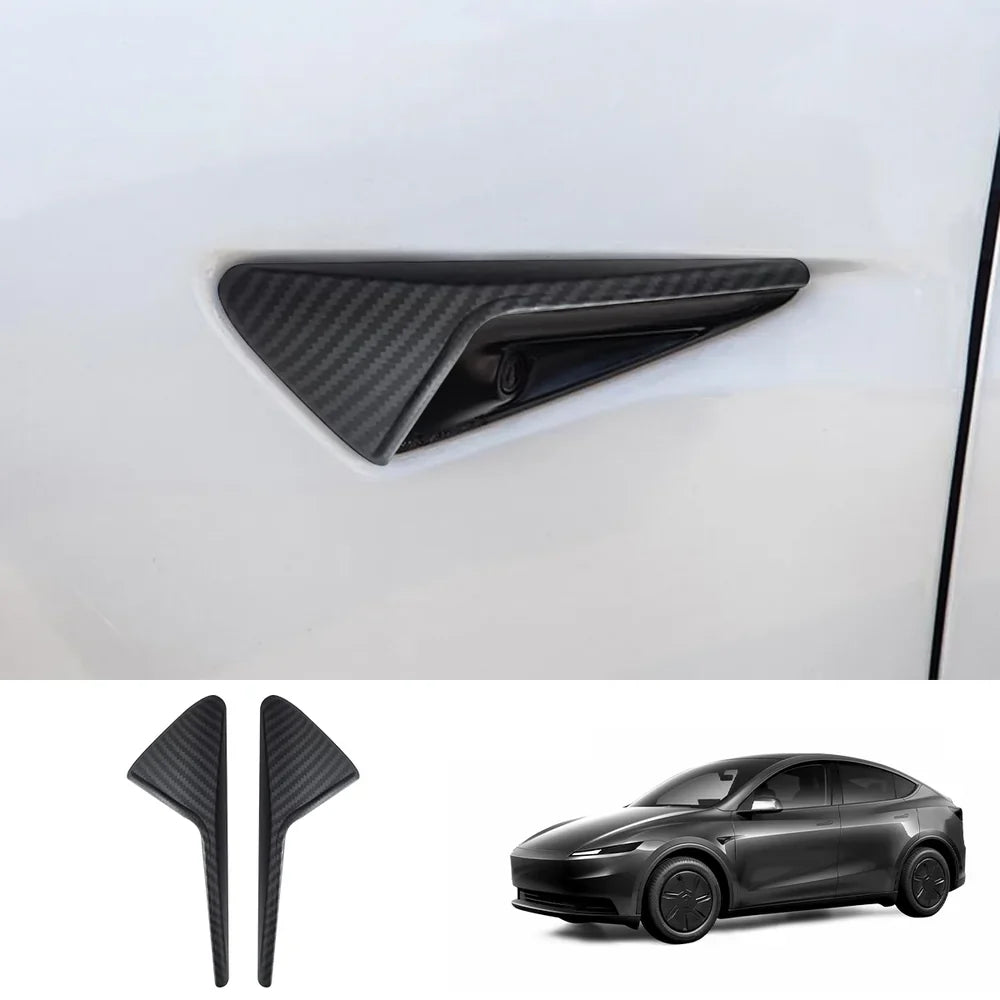 Side Camera Protective Cover for 2026 New Tesla Model Y Standard 2026 New Tesla Model Y Standard Matte Carbon Fiber Style 2-Piece Set