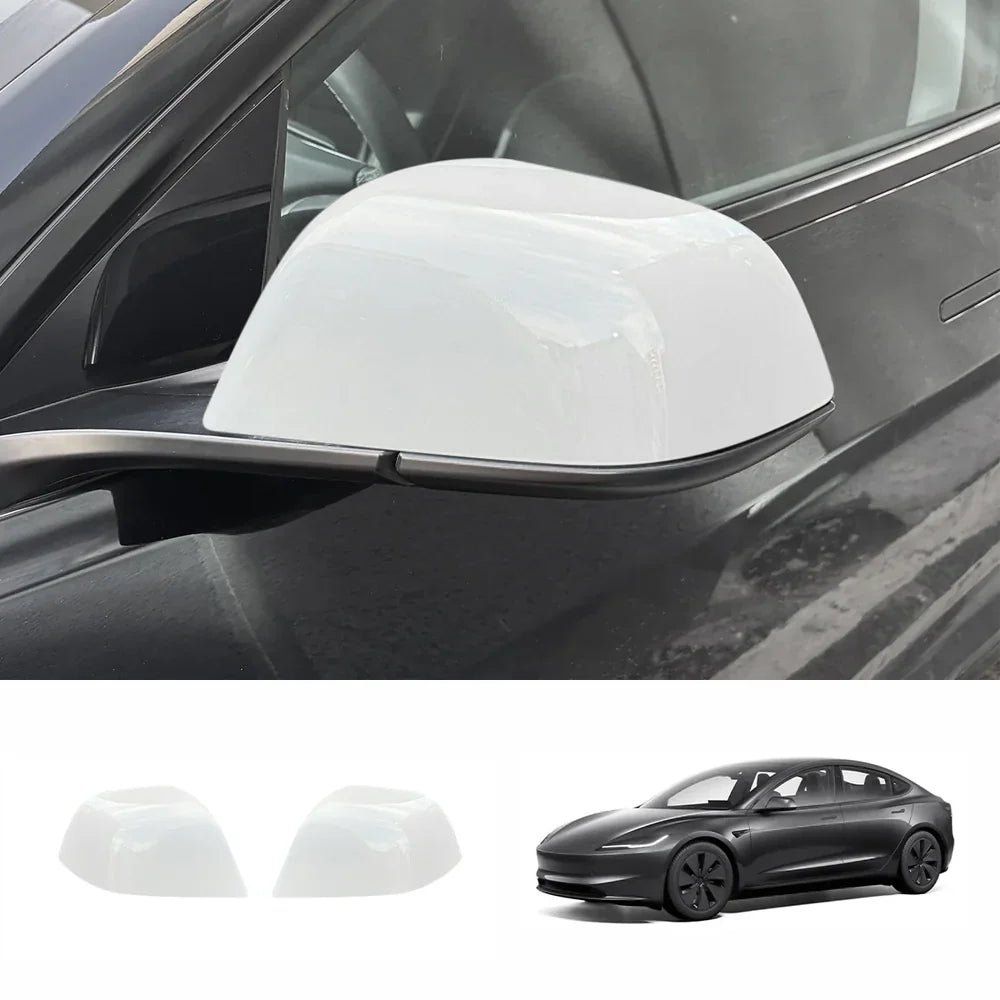 Side Mirror Cover Caps – Protective & Stylish Exterior Trim for Tesla 2024 Model 3 Highland White