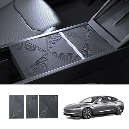Silicone Center Console Protective Mat for Tesla Model Y Juniper 2025+/Model 3 Highland 2024+ Model 3 Highland 2024+ Black