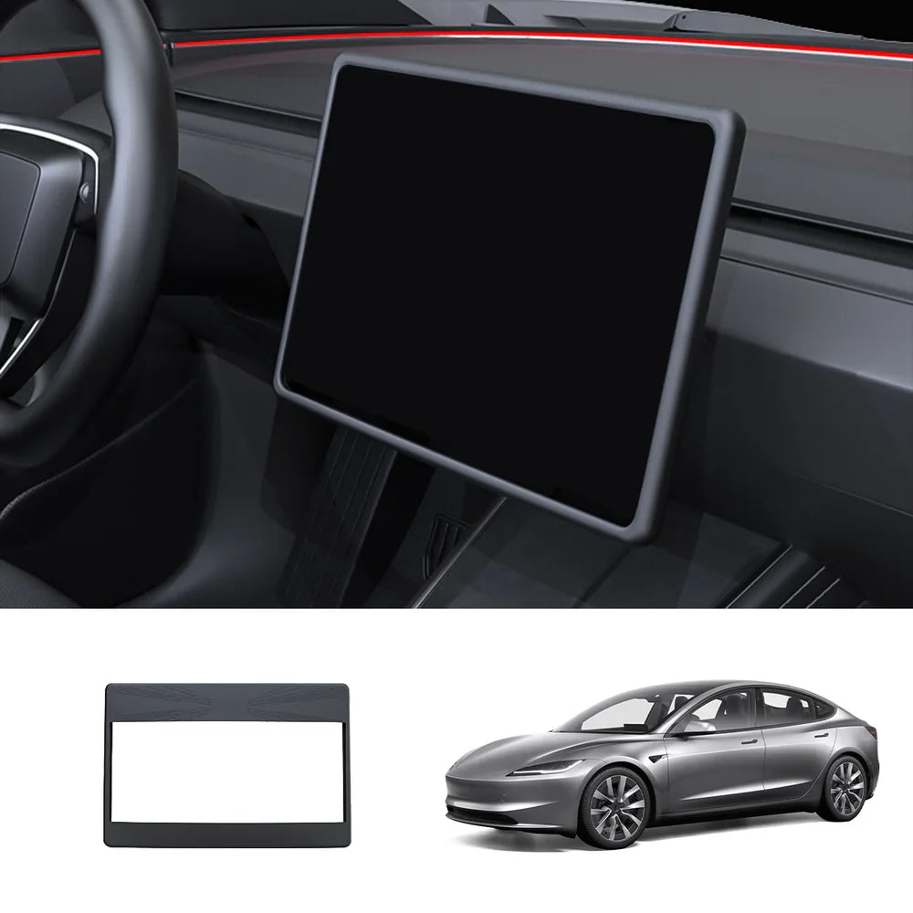 Silicone Center Screen Protection Frame for Tesla Model Y Juniper 2025+ / Model 3 Highland 2024+ Model 3 Highland 2024+ Black