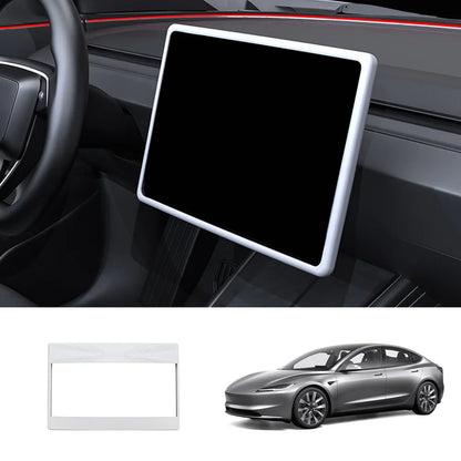 Silicone Center Screen Protection Frame for Tesla Model Y Juniper 2025+ / Model 3 Highland 2024+ Model 3 Highland 2024+ White