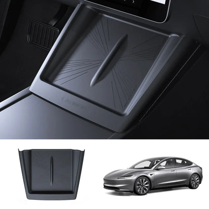 Full-Cover Non-Slip Silicone Wireless Charging Area Mat for Tesla Model Y Juniper 2025+ / Model 3 Highland 2024+ Model 3 Highland 2024+ Black