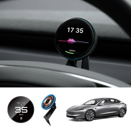 Smart Dashboard Gauge Display – Mini HUD for Tesla Model 3/Y (2017–2025+) Pro Dashboard + Charging Mount Model 3 Highland 2024+
