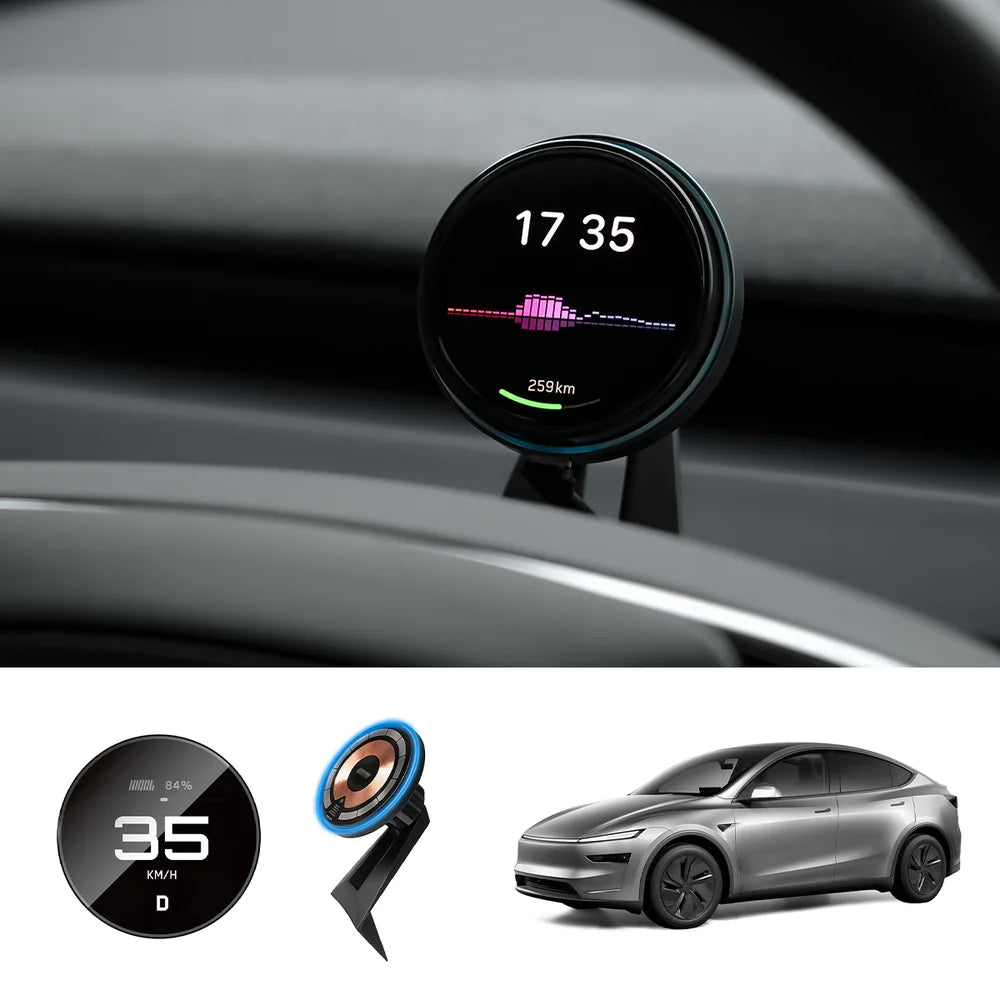 Smart Dashboard Gauge Display – Mini HUD for Tesla Model 3/Y (2017–2025+) Pro Dashboard + Charging Mount Model Y Juniper 2025+