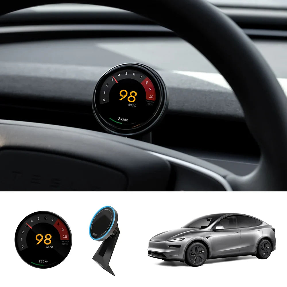 Smart Dashboard Gauge Display – Mini HUD for Tesla Model 3/Y (2017–2025+) Ultra Dashboard + Charging Mount Model Y Juniper 2025+