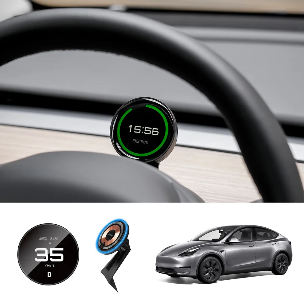 Smart Dashboard Gauge Display – Mini HUD for Tesla Model 3/Y (2017–2025+) Pro Dashboard + Charging Mount Model Y 2020-2024