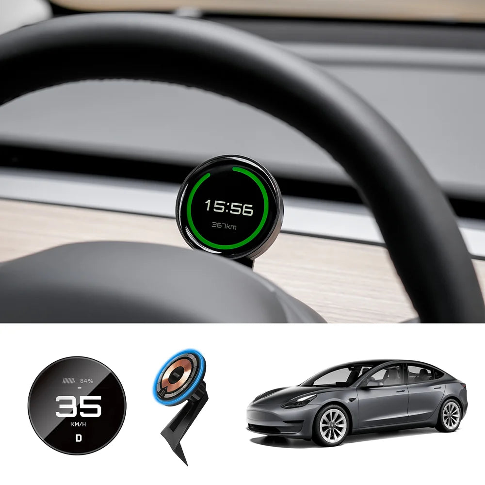 Smart Dashboard Gauge Display – Mini HUD for Tesla Model 3/Y (2017–2025+) Pro Dashboard + Charging Mount Model 3 2017-2023