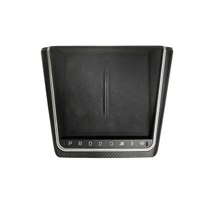 Smart Touch Center Console Wireless Charging Dock with Ambient Light Sync for Tesla Model Y Juniper 2025+ / Model 3 Highland 2024+ Carbon Fiber Style Left-Hand Drive