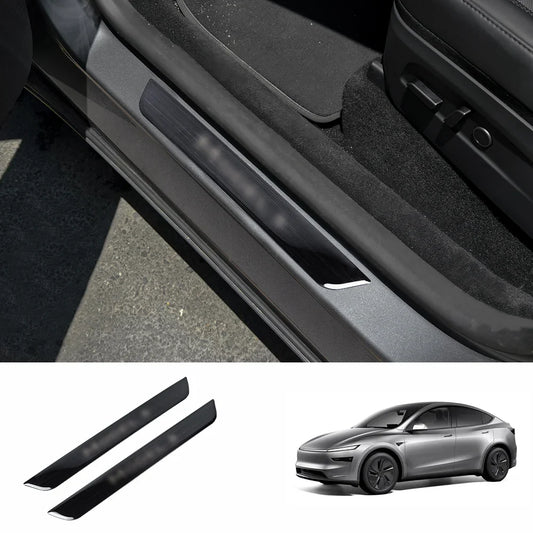 Stainless Steel Door Sill Protection Covers for Tesla Model Y Juniper 2025+ Front Door Sills (2-Piece Set) Black
