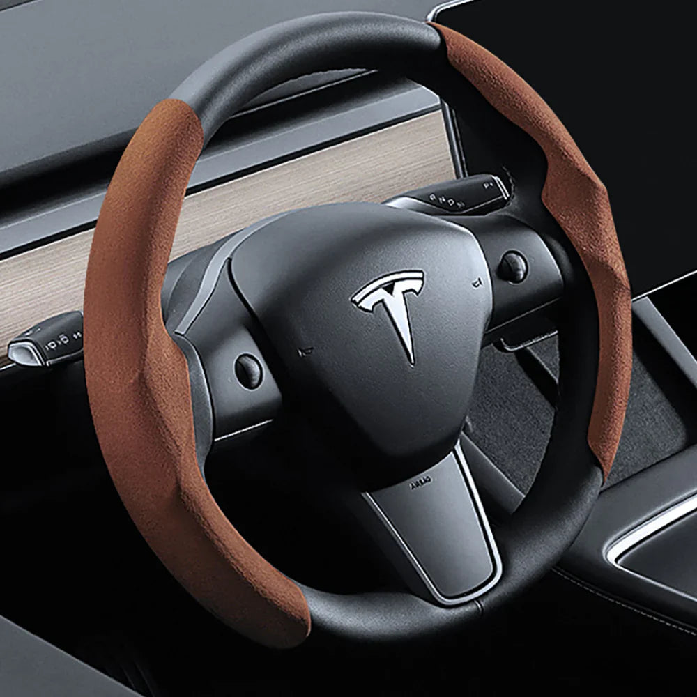 Steering Wheel Cover for Tesla Model 3/Y/3 Highland Brown