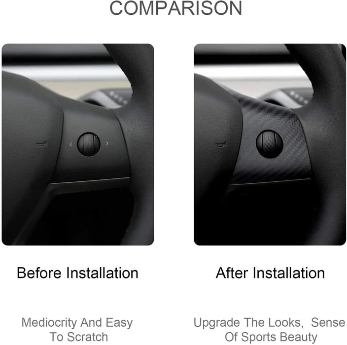 Steering Wheel Middle Trim Carbon Fiber Cove for Tesla Model 3/Y 2017-2023