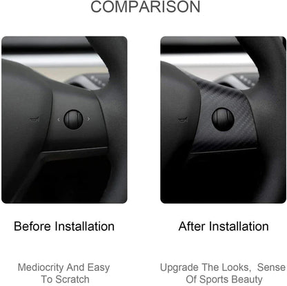 Steering Wheel Middle Trim Carbon Fiber Cove for Tesla Model 3/Y 2017-2023