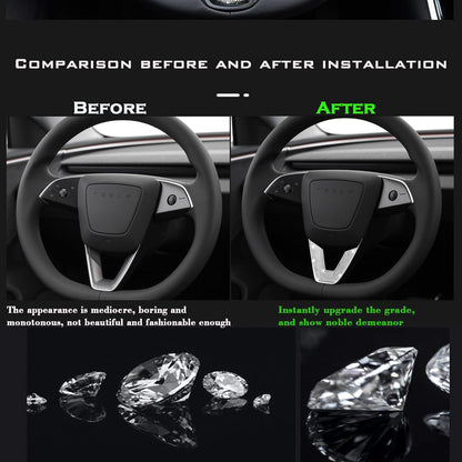 Crystal Bling Steering Wheel Trim for Tesla Model Y Juniper & Model 3 Highland