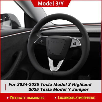 Crystal Bling Steering Wheel Trim for Tesla Model Y Juniper & Model 3 Highland