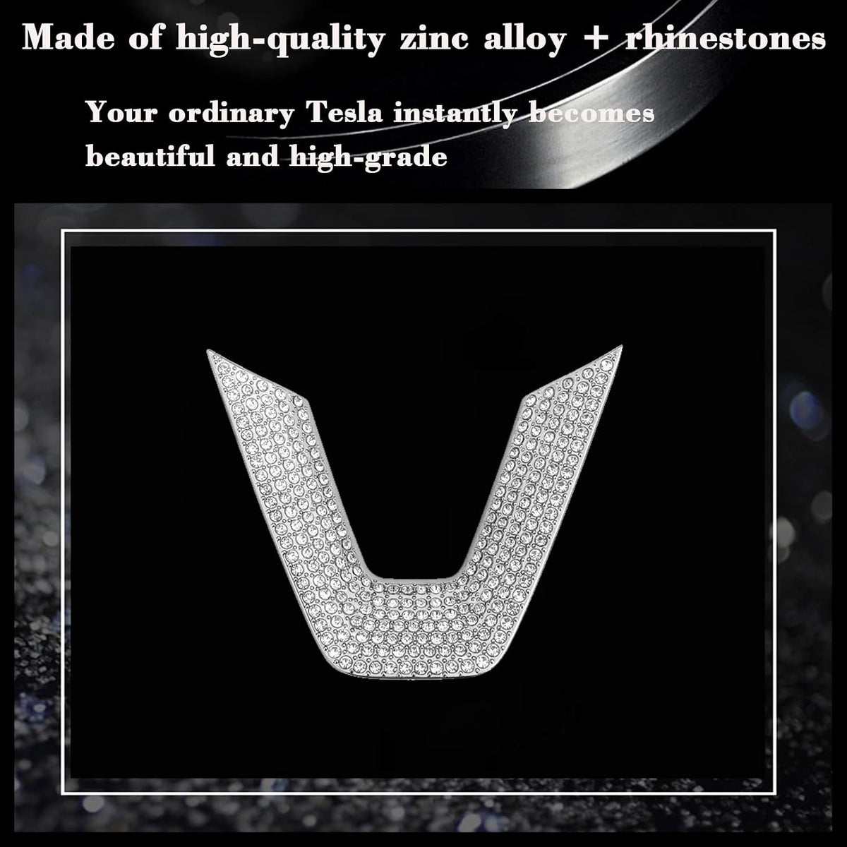 Crystal Bling Steering Wheel Trim for Tesla Model Y Juniper & Model 3 Highland