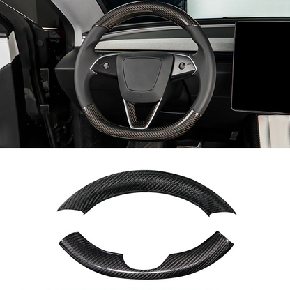 [Real Carbon Fiber] Steering Wheel Caps Cover For Tesla 2024+ Model 3 Highland Glossy Carbon Fiber