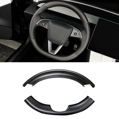 [Real Carbon Fiber] Steering Wheel Caps Cover For Tesla 2024+ Model 3 Highland Matte Carbon Fiber