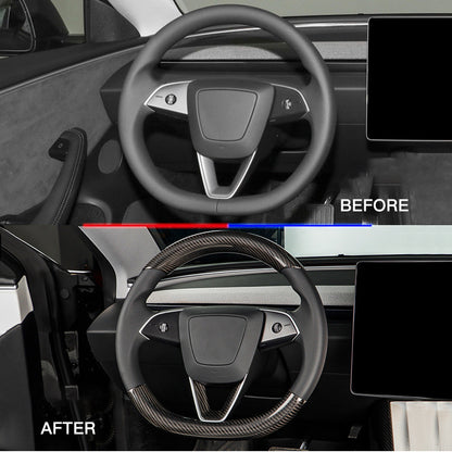 [Real Carbon Fiber] Steering Wheel Caps Cover For Tesla 2024+ Model 3 Highland
