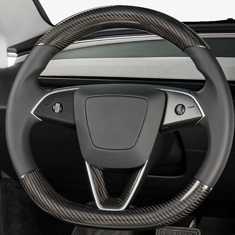 [Real Carbon Fiber] Steering Wheel Caps Cover For Tesla 2024+ Model 3 Highland