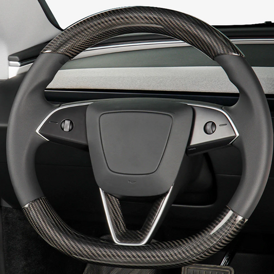 [Real Carbon Fiber] Steering Wheel Caps Cover For Tesla 2024+ Model 3 Highland