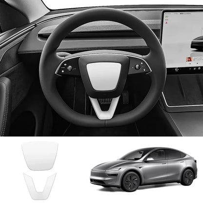 ABS Steering Wheel Center & V-Shape Trim for Tesla Model Y Juniper 2025+ / Model 3 Highland 2024+ Model Y Juniper 2025+ Full Set Matte White