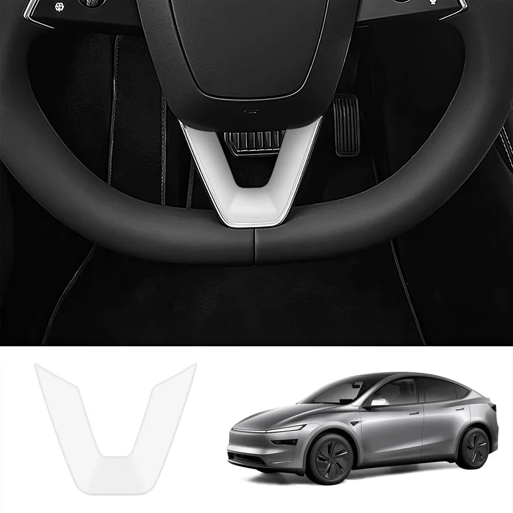 ABS Steering Wheel Center & V-Shape Trim for Tesla Model Y Juniper 2025+ / Model 3 Highland 2024+ Model Y Juniper 2025+ V-Shape Matte White