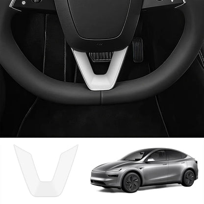 ABS Steering Wheel Center & V-Shape Trim for Tesla Model Y Juniper 2025+ / Model 3 Highland 2024+ Model Y Juniper 2025+ V-Shape Matte White
