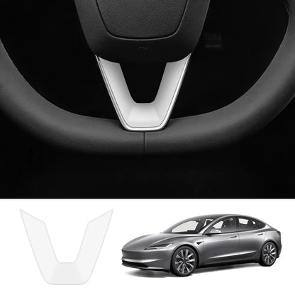 ABS Steering Wheel Center & V-Shape Trim for Tesla Model Y Juniper 2025+ / Model 3 Highland 2024+ Model 3 Highland 2024+ V-Shape Matte White