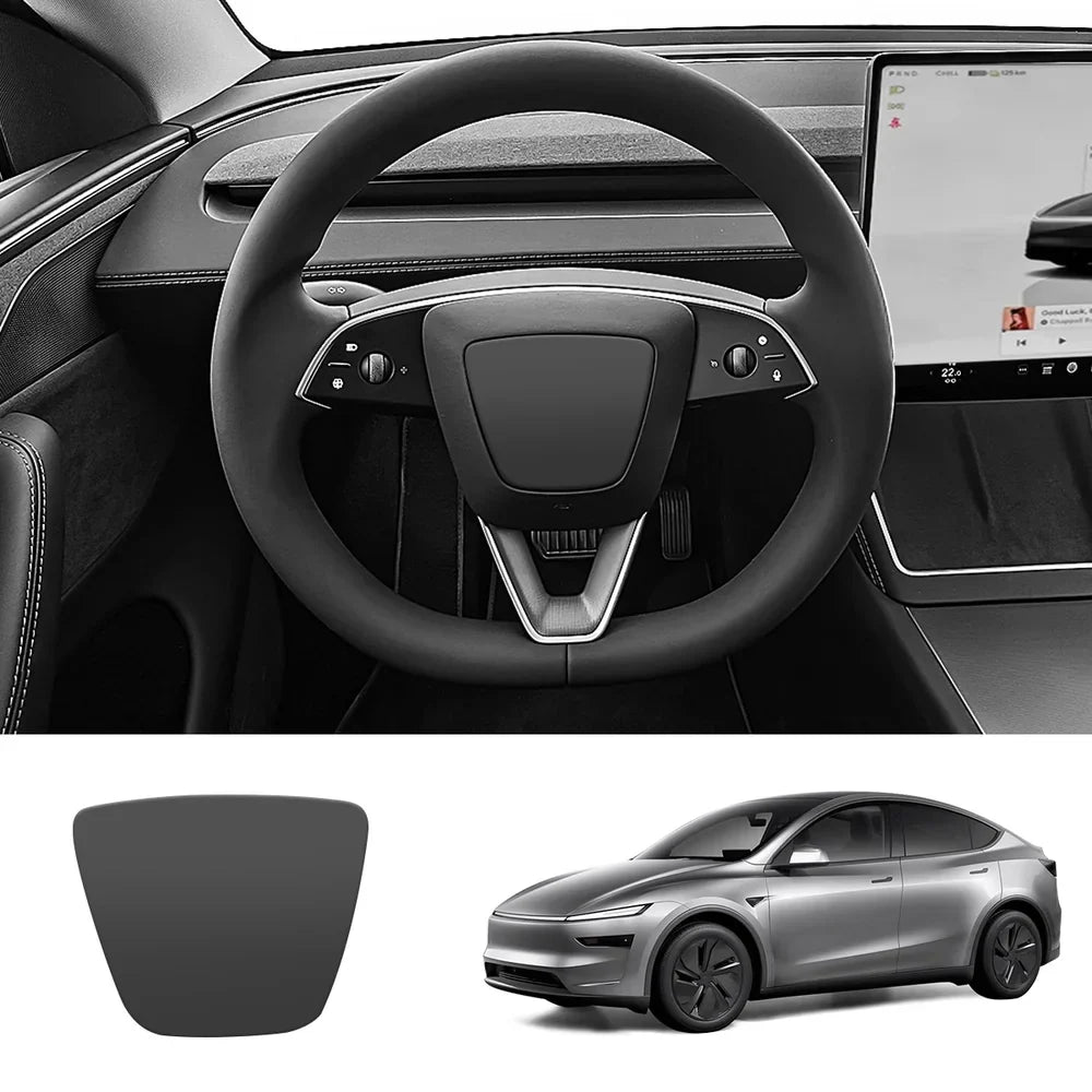 ABS Steering Wheel Center & V-Shape Trim for Tesla Model Y Juniper 2025+ / Model 3 Highland 2024+ Model Y Juniper 2025+ Center Cover Matte Black