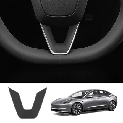 ABS Steering Wheel Center & V-Shape Trim for Tesla Model Y Juniper 2025+ / Model 3 Highland 2024+ Model 3 Highland 2024+ V-Shape Matte Black