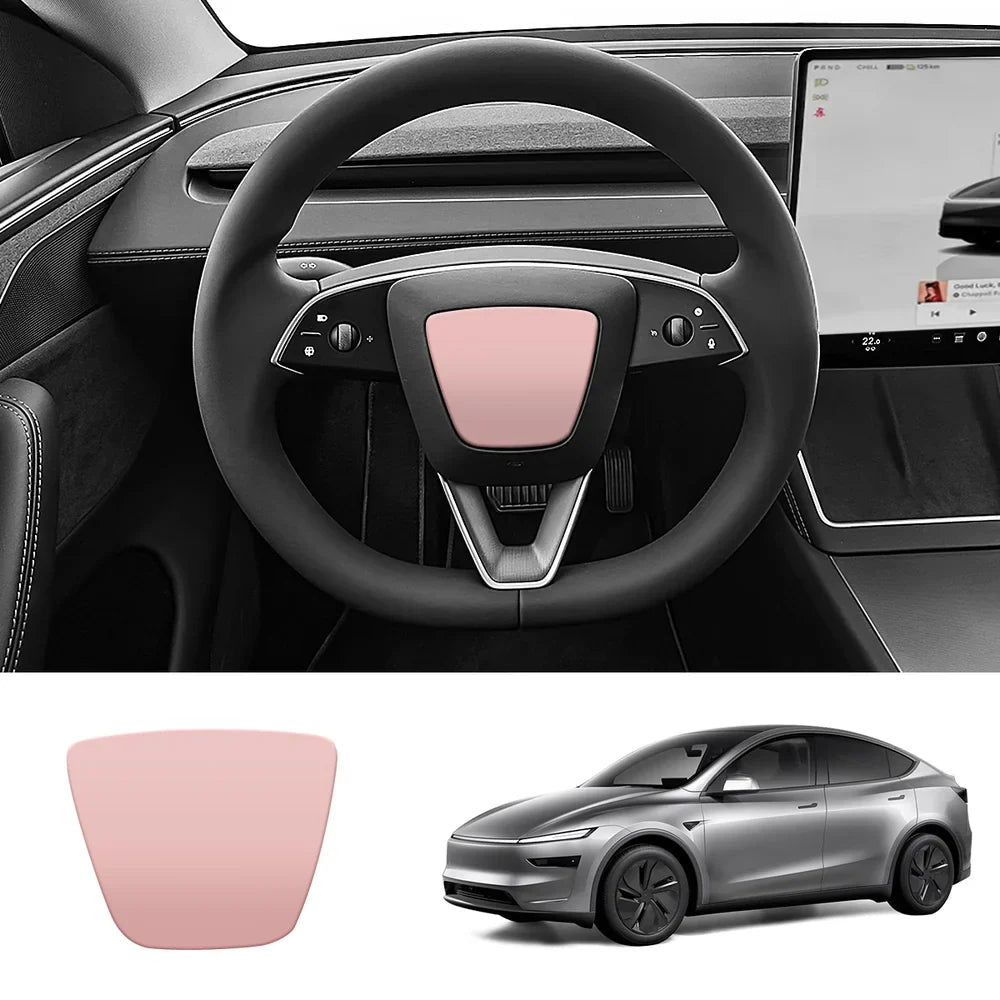ABS Steering Wheel Center & V-Shape Trim for Tesla Model Y Juniper 2025+ / Model 3 Highland 2024+ Model Y Juniper 2025+ Center Cover Matte Pink