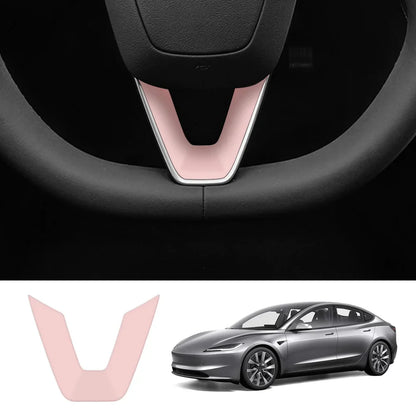 ABS Steering Wheel Center & V-Shape Trim for Tesla Model Y Juniper 2025+ / Model 3 Highland 2024+ Model 3 Highland 2024+ V-Shape Matte Pink