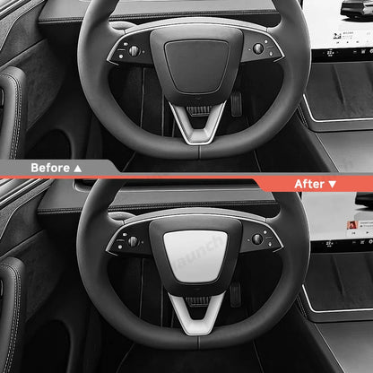 ABS Steering Wheel Center & V-Shape Trim for Tesla Model Y Juniper 2025+ / Model 3 Highland 2024+