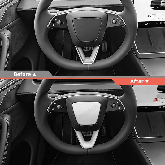ABS Steering Wheel Center & V-Shape Trim for Tesla Model Y Juniper 2025+ / Model 3 Highland 2024+
