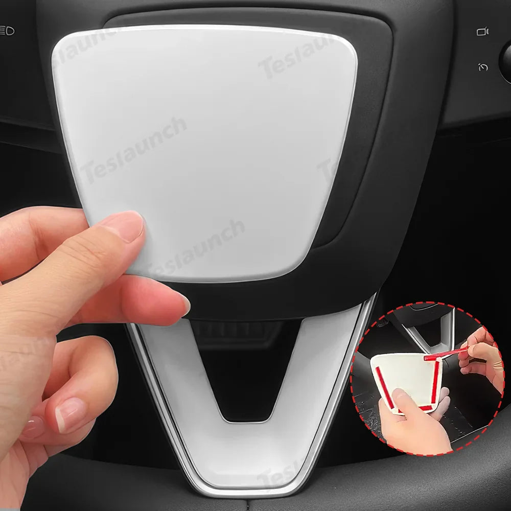 ABS Steering Wheel Center & V-Shape Trim for Tesla Model Y Juniper 2025+ / Model 3 Highland 2024+