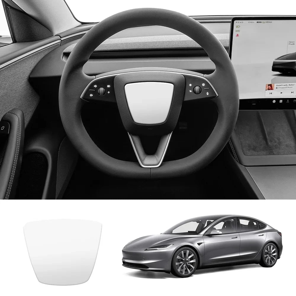 ABS Steering Wheel Center & V-Shape Trim for Tesla Model Y Juniper 2025+ / Model 3 Highland 2024+ Model 3 Highland 2024+ Center Cover Matte White