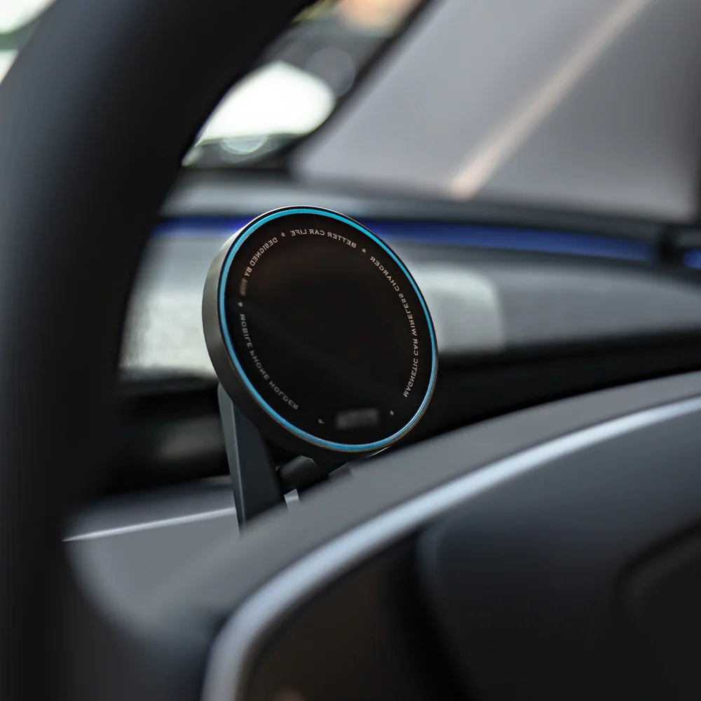 Dashboard Steering Wheel Phone Holder Magnetic Magsafe Wireless Charging Phone Holder For Tesla Model 3 / Y (2017-2025) Phone Holder – Wireless Charging (Ultra Version)