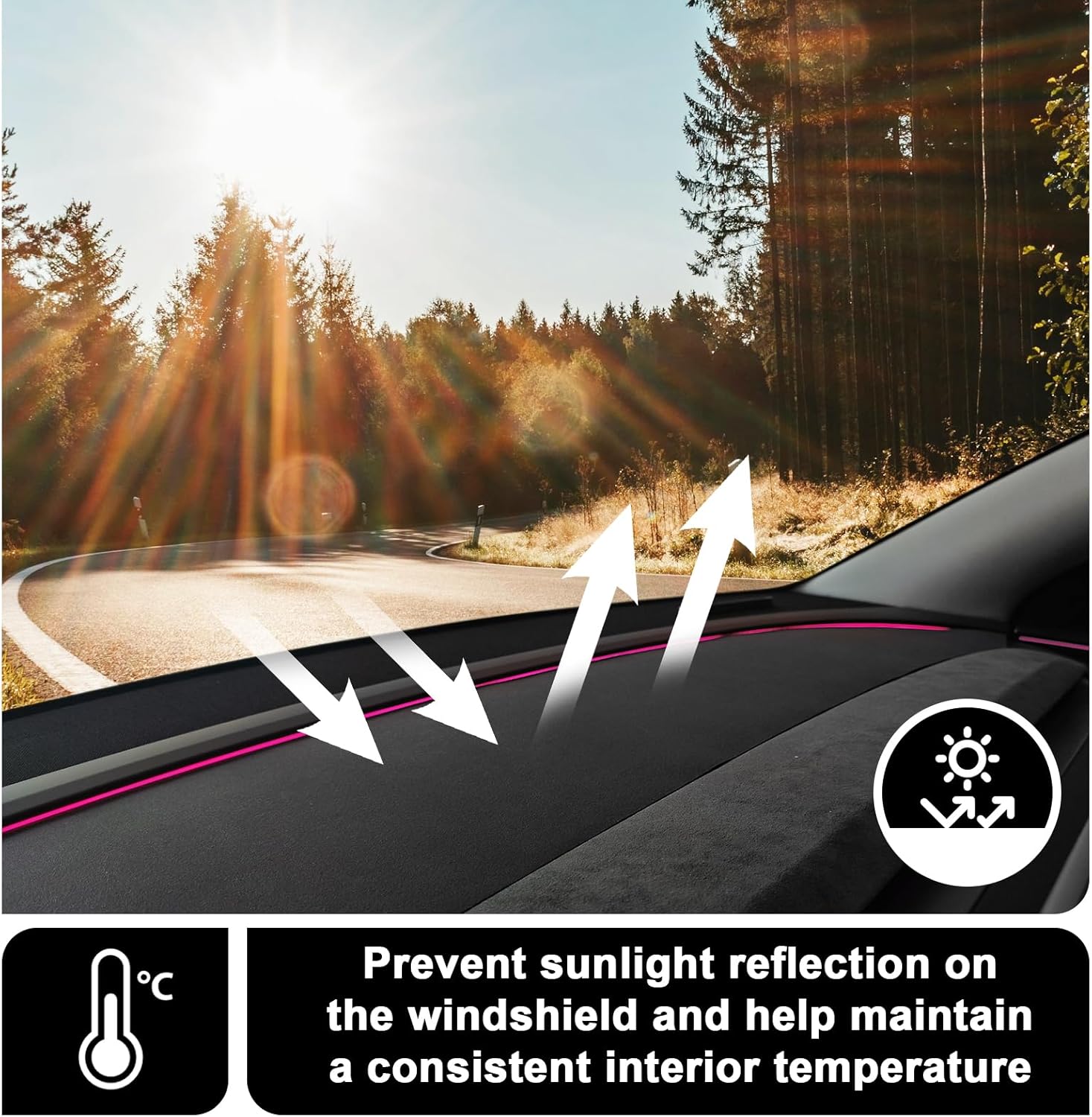 Suede Sunshade Dashboard Mat – UV Protection & Anti-Glare for Tesla Model Y Juniper 2025+