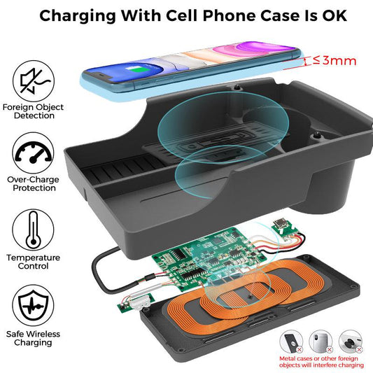 T-Box Wireless Phone Charging Organizer with Cup Holder For Tesla Model S X