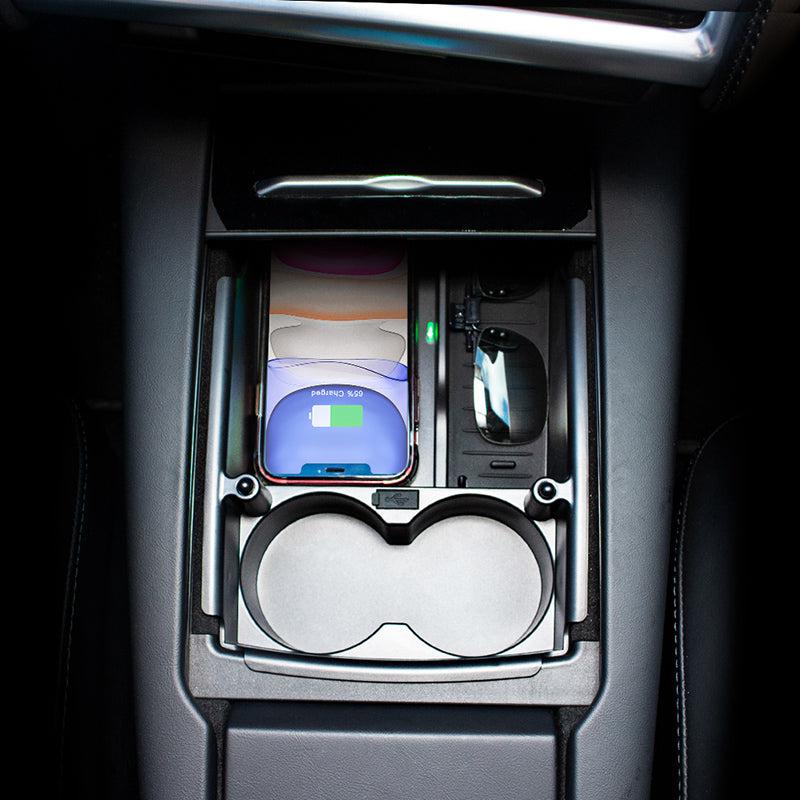 T-Box Wireless Phone Charging Organizer with Cup Holder For Tesla Model S X