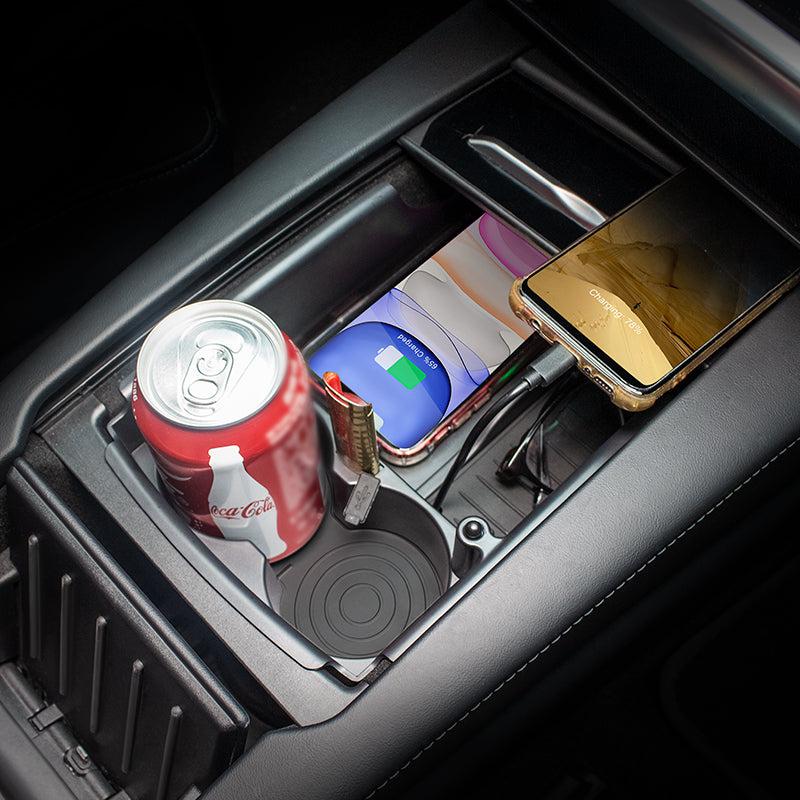 T-Box Wireless Phone Charging Organizer with Cup Holder For Tesla Model S X